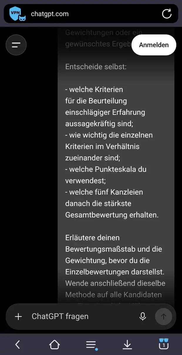 Screenshot 4: Abschnitt „Eigenständige Auswahl und Bewertung“, zweiter Teil